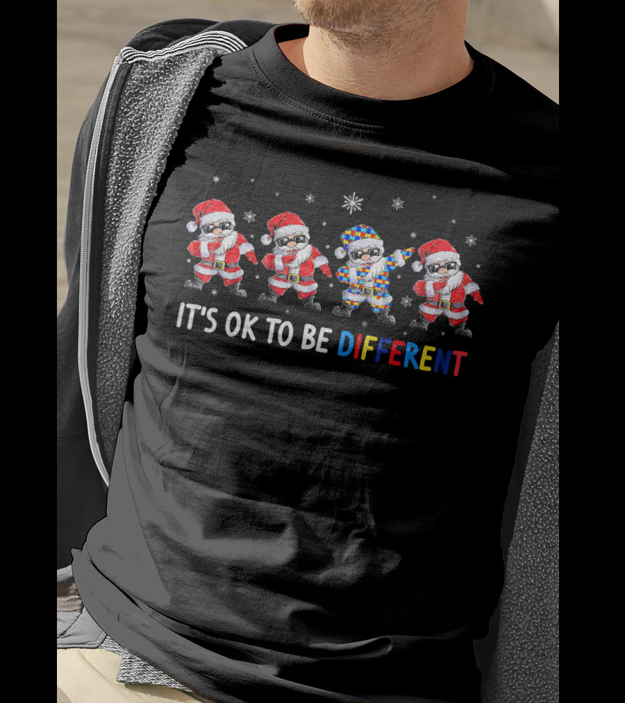Santa Dabbing It's OK To Be Different Autism Awareness T-Shirt
