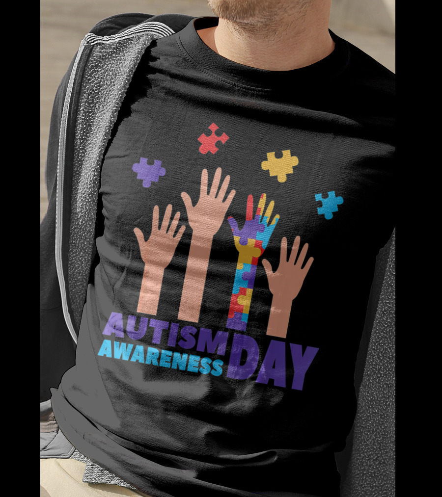Autism Awareness Day Hands Puzzles T-Shirt