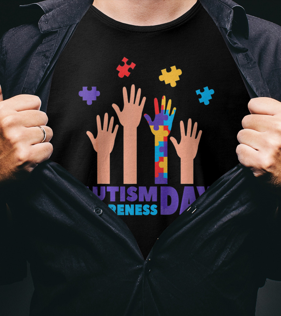 Autism Awareness Day Hands Puzzles T-Shirt