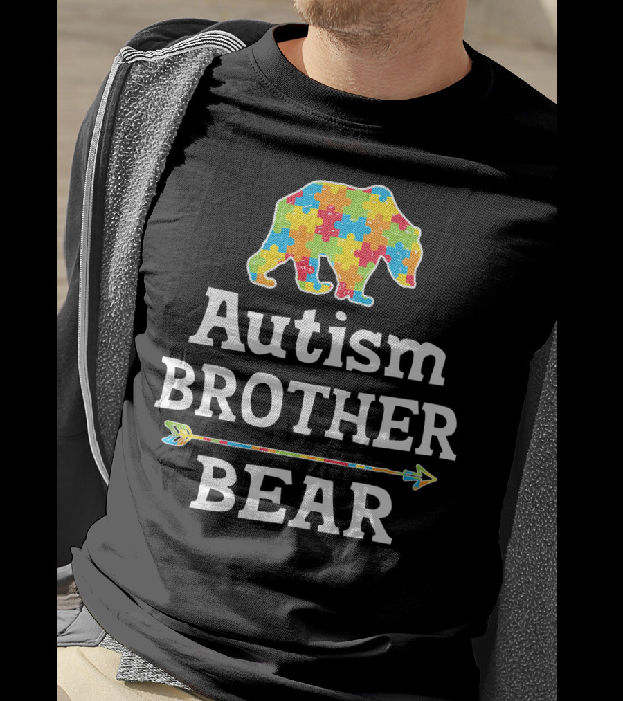 Autism Brother Bear Puzzle Piece Awareness Arrow T-Shirt