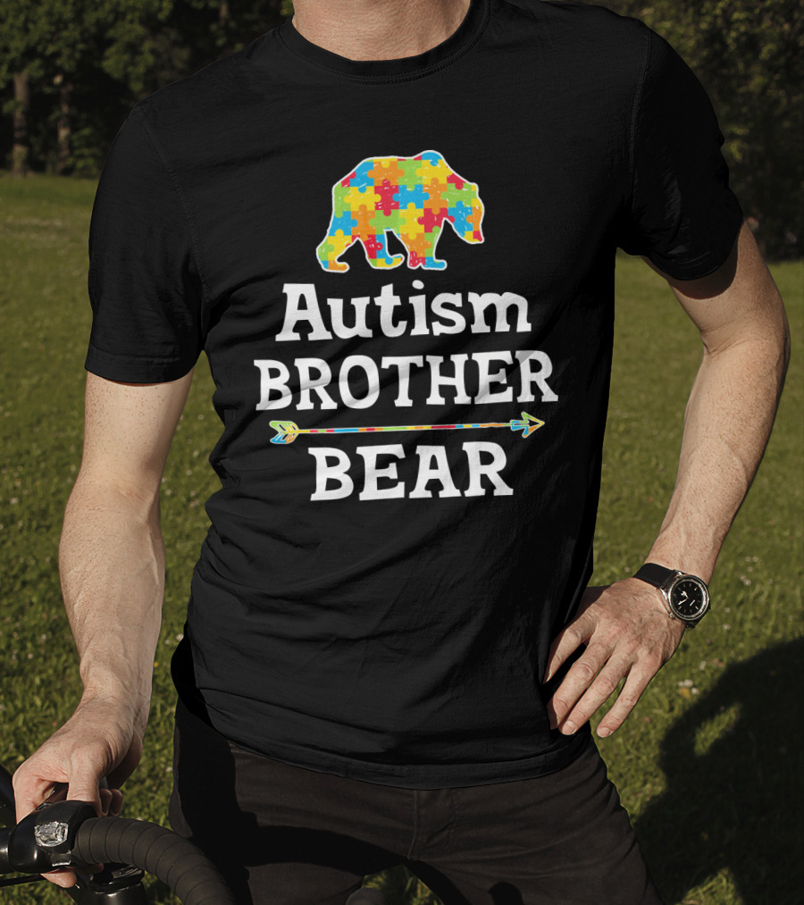 Autism Brother Bear Puzzle Piece Awareness Arrow T-Shirt