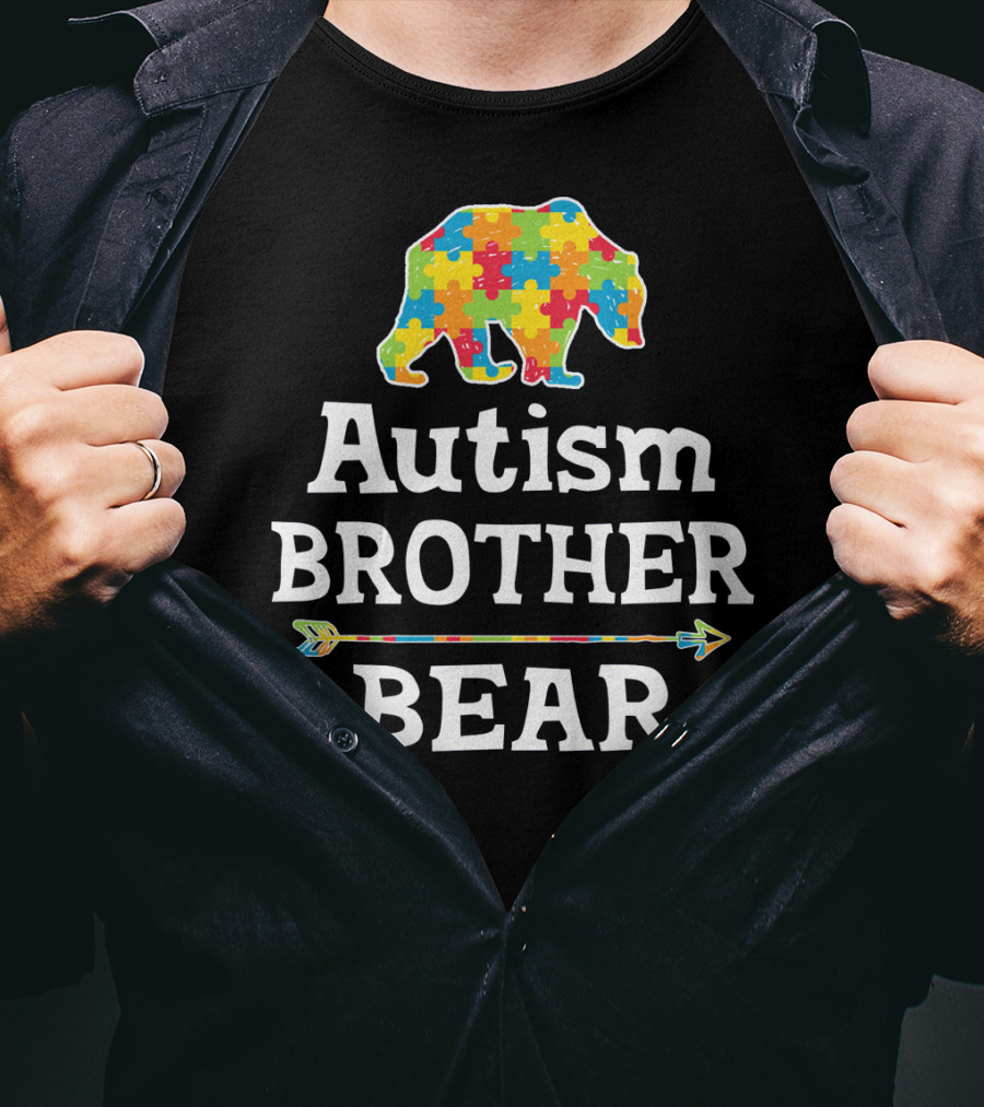 Autism Awareness BROTHER Bear Puzzle Piece Arrow T-Shirt