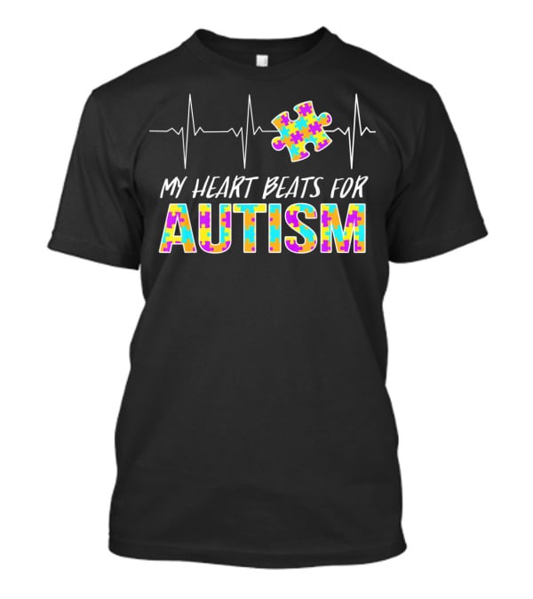 My Heart Beats For Autism Awareness Puzzle Piece T-Shirt
