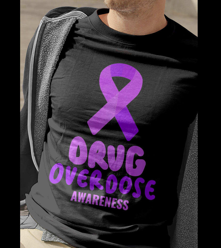 Drug Overdose Awareness Purple Ribbon Awareness T-Shirt