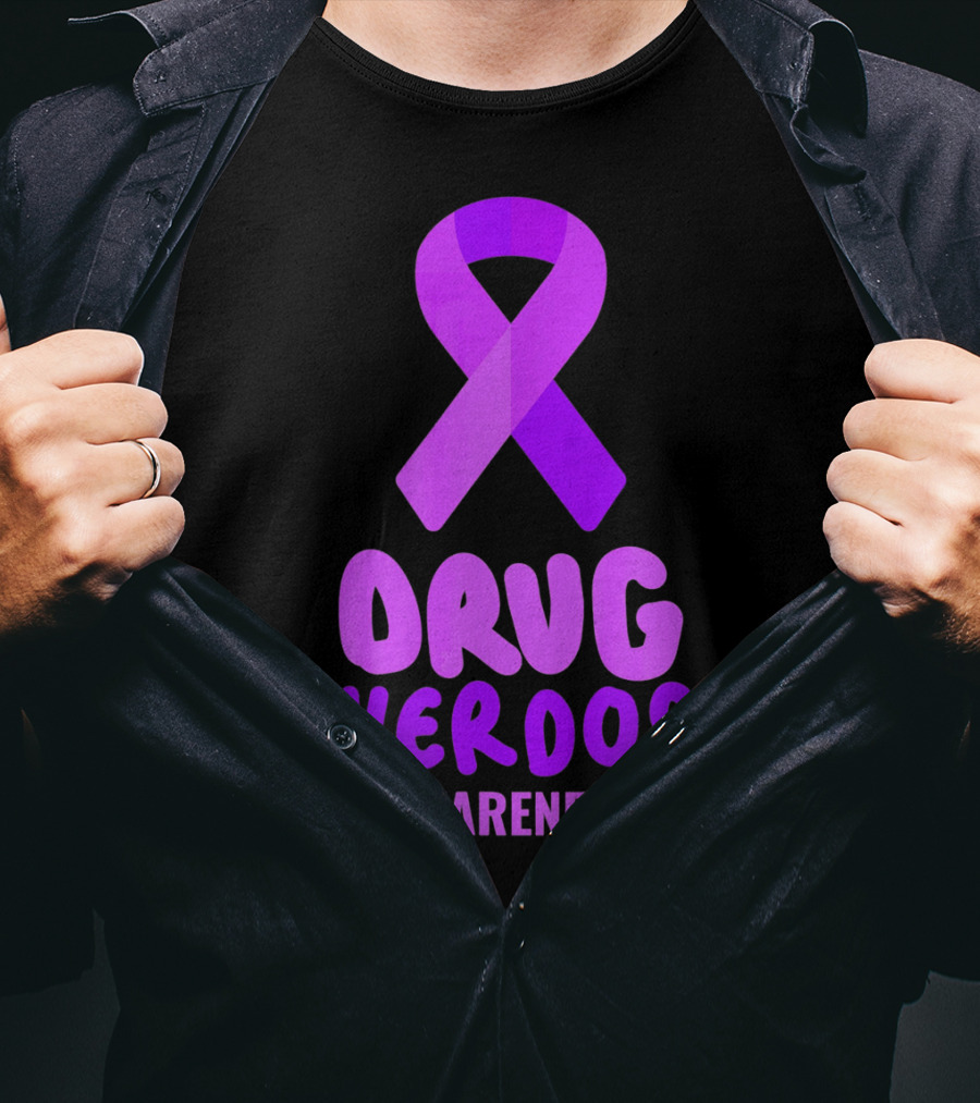 Drug Overdose Awareness Purple Ribbon Awareness T-Shirt