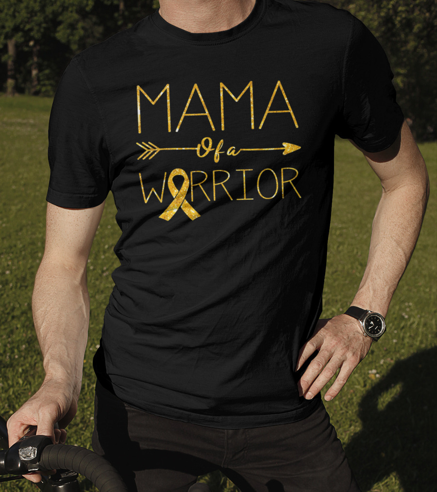 MAMA Of A Warrior Golden Ribbon Childhood Cancer Awareness T-Shirt