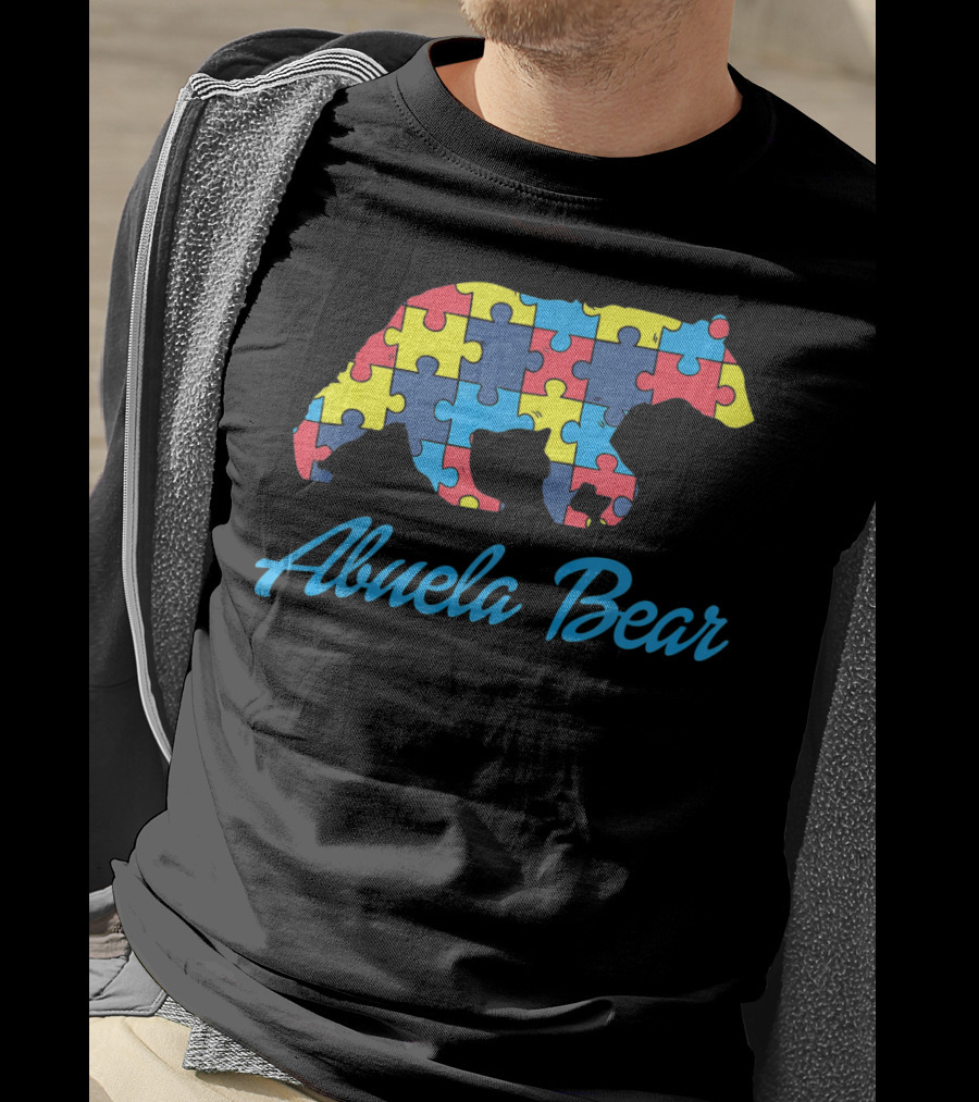 Abuela Bear Autism Awareness Puzzle T-Shirt