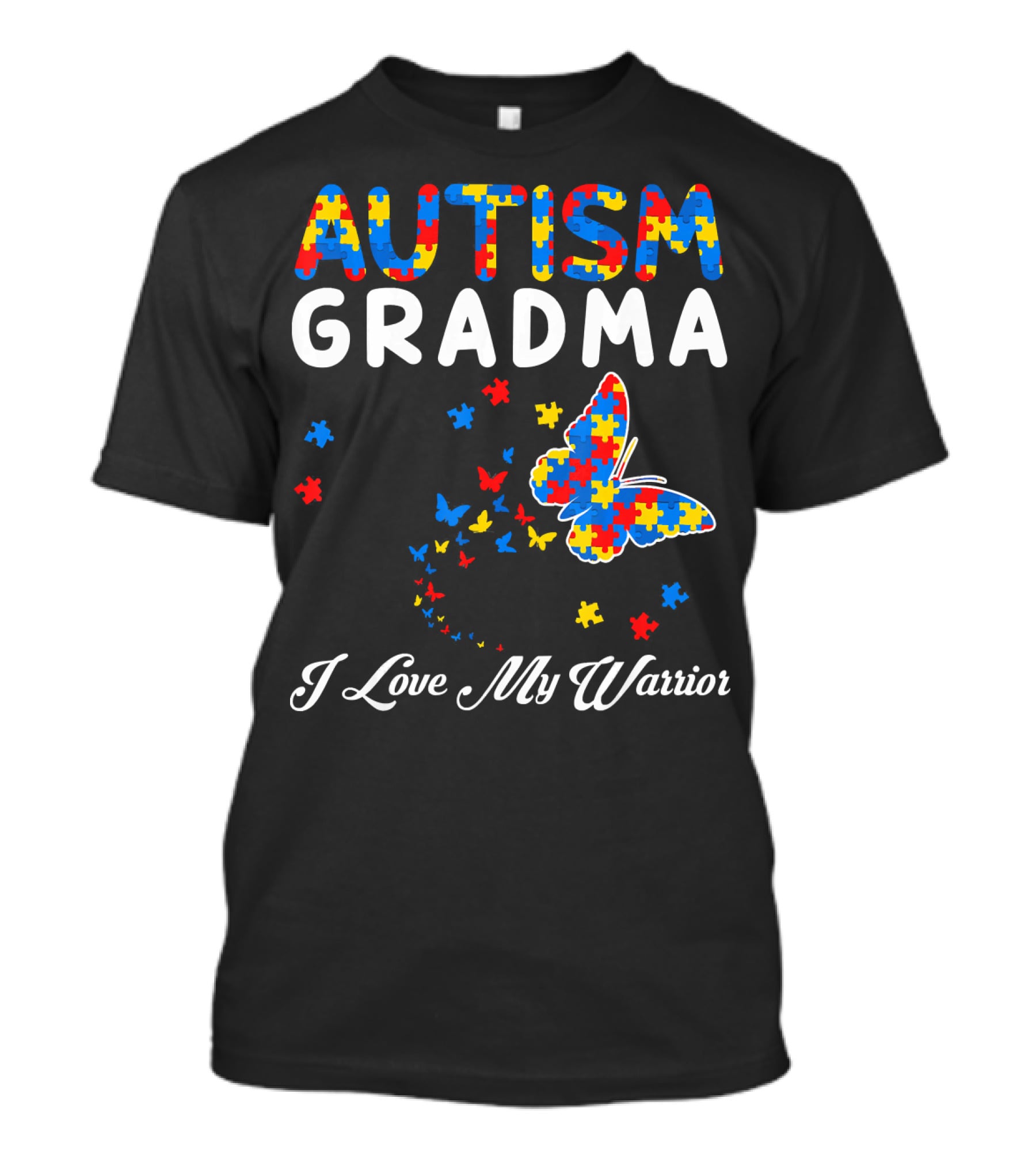 Autism Grandma I Love My Warrior Butterfly Puzzle T-Shirt