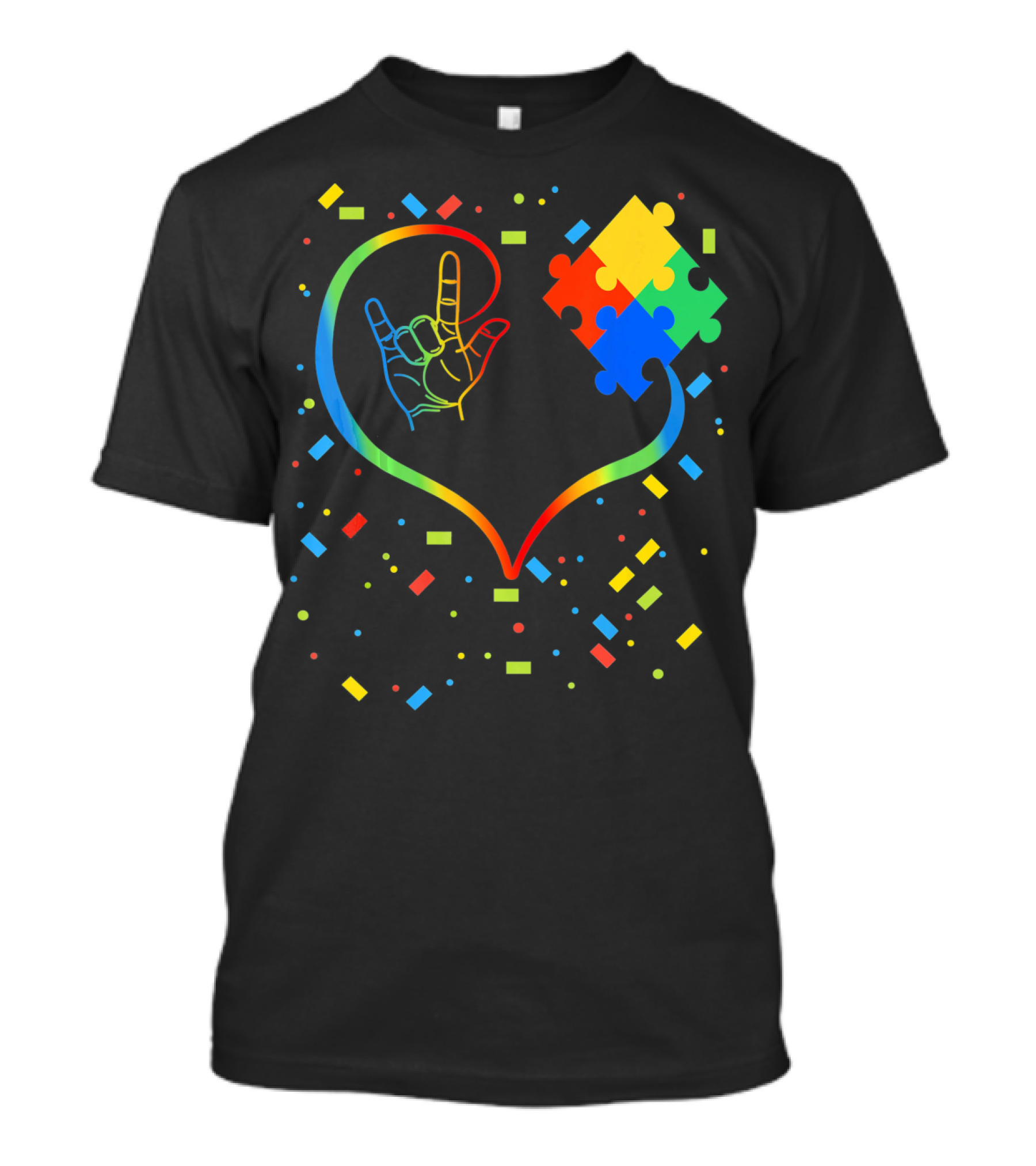 Autism Awareness Special Ed Teacher ASL Heart Puzzle T-Shirt
