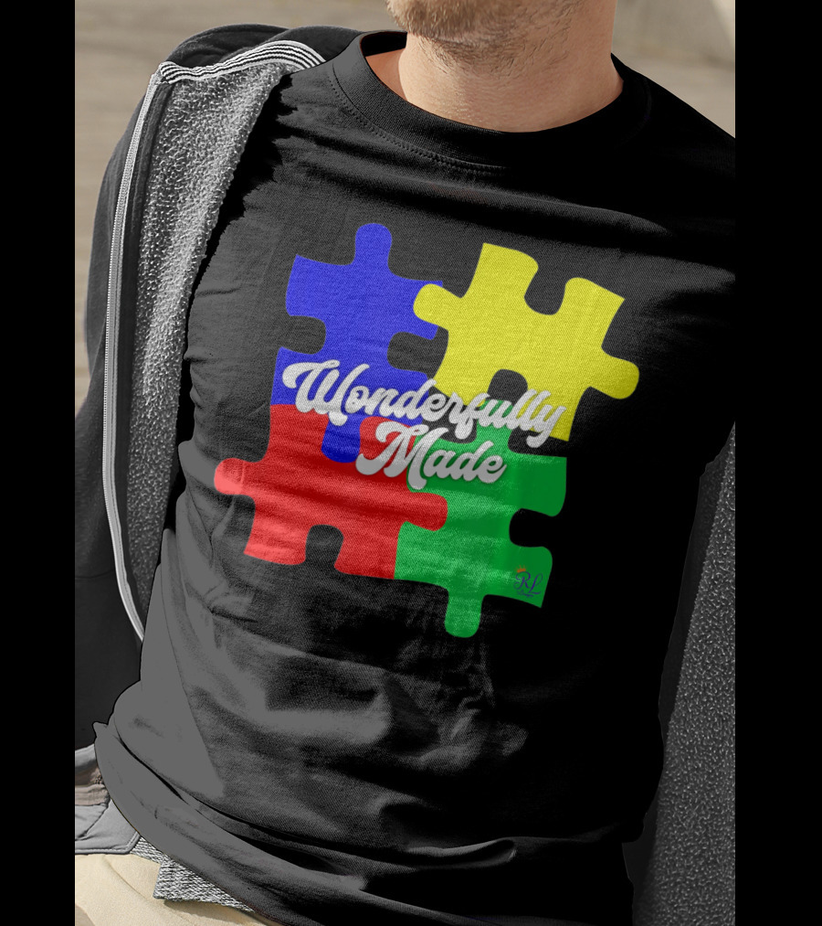 Wonderfully Made Autism Awareness Puzzle Pieces T-Shirt