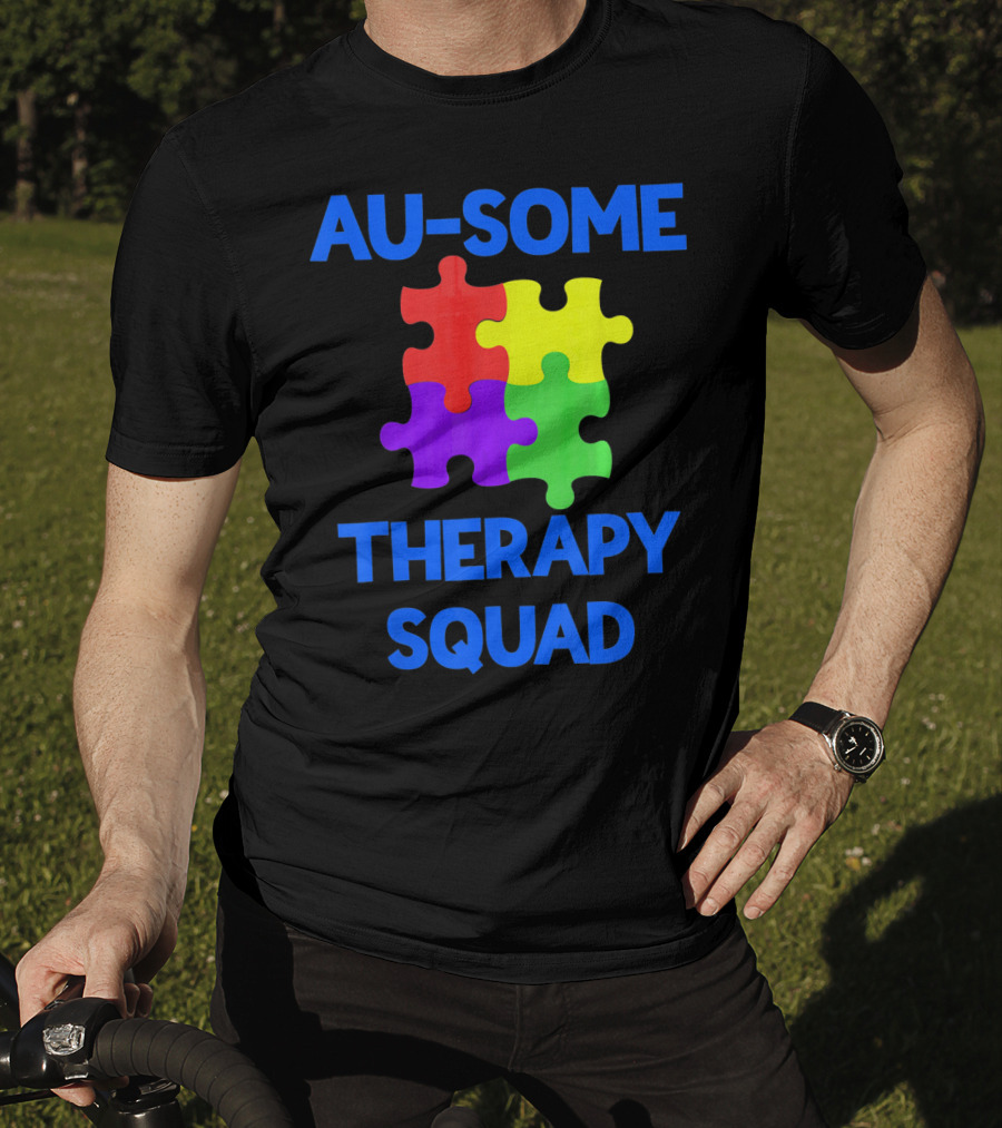 AU-SOME Therapy Squad Autism Awareness Puzzle Pieces T-Shirt