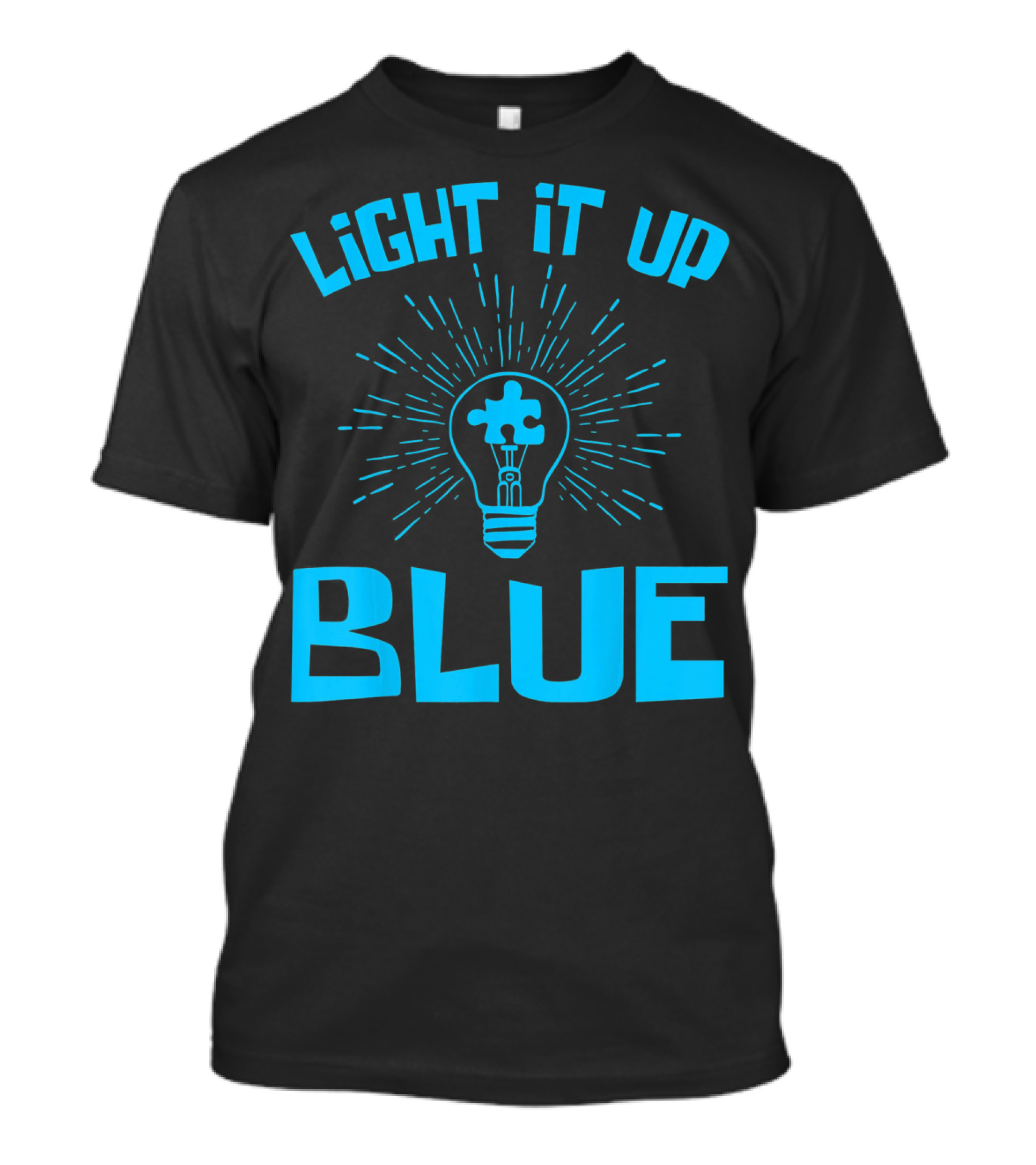 Light It Up Blue Autism Awareness Puzzle Bulb T-Shirt