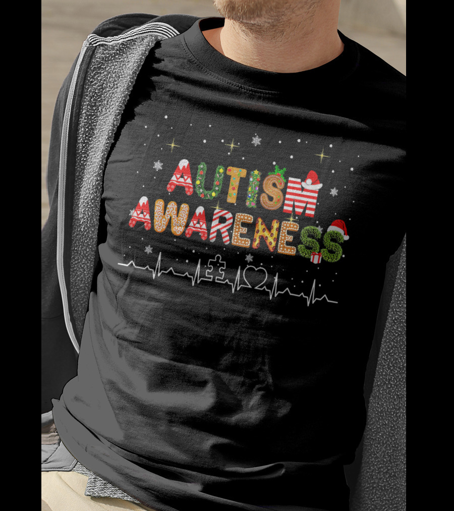 Autism Awareness Festive Christmas Puzzle Heart T-Shirt