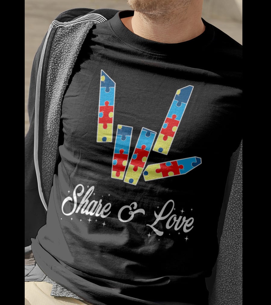 Share And Love Autism Awareness Puzzle Pieces T-Shirt