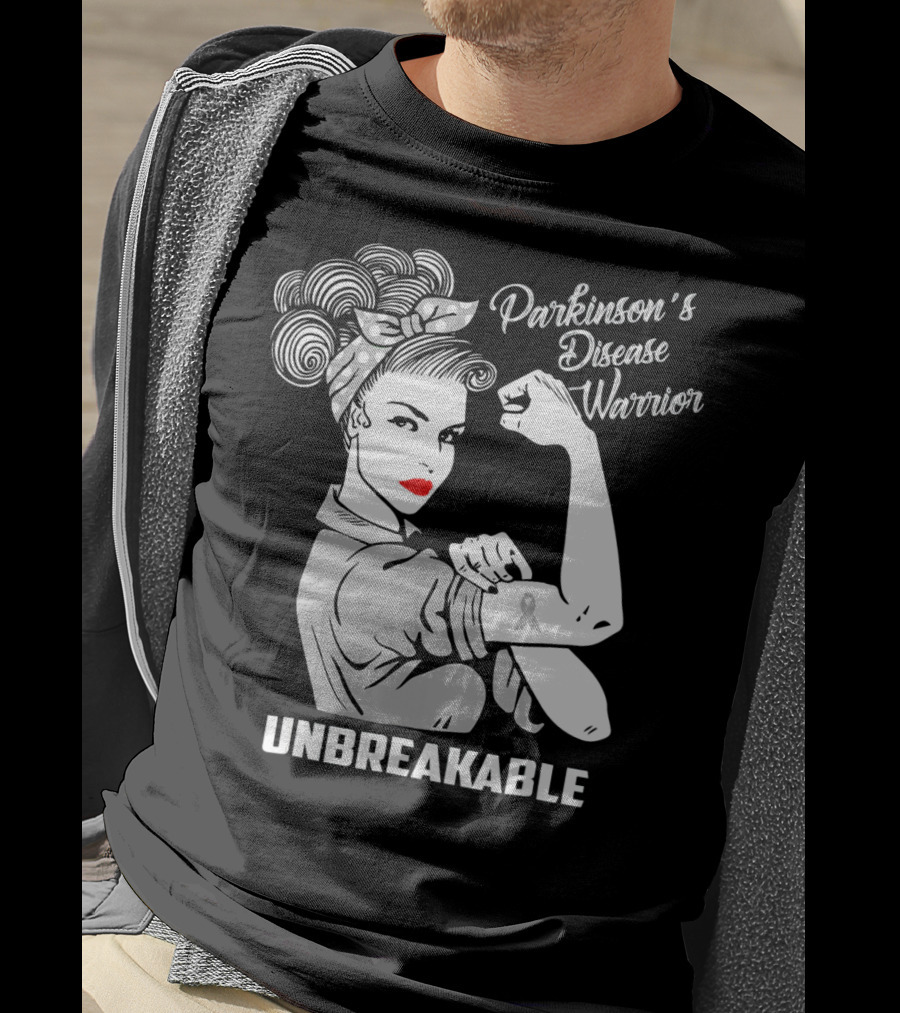 Parkinson's Disease Warrior Unbreakable Rosie The Riveter T-Shirt