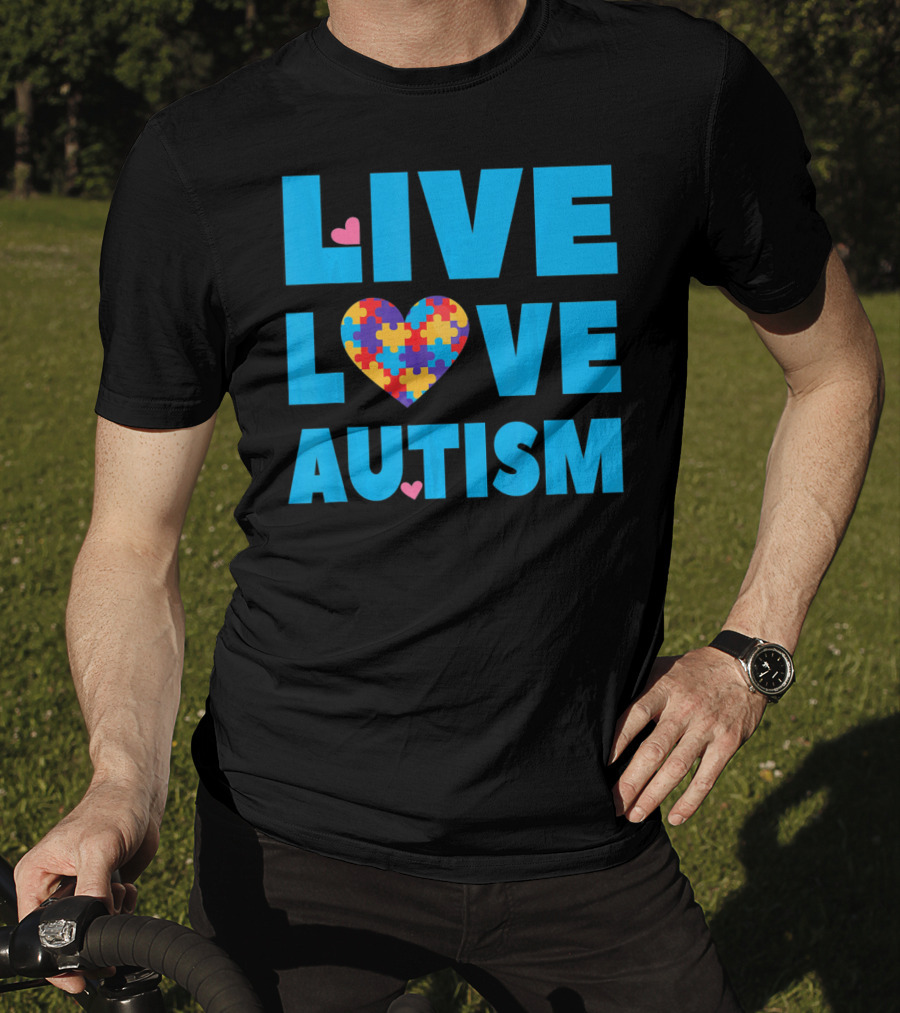 Live Love Autism Autism Mom Awareness Puzzle Heart T-Shirt