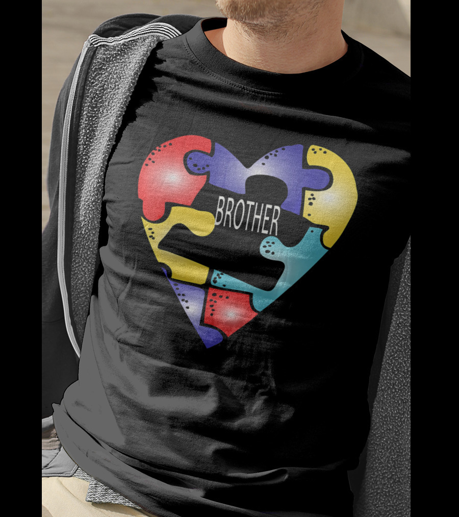 Brother Puzzle Heart Autism Awareness T-Shirt