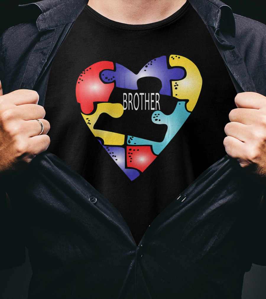 Brother Puzzle Heart Autism Awareness T-Shirt