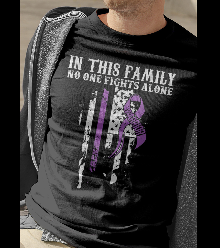 In This Family No One Fights Alone Warrior Epilepsy Awareness T-Shirt