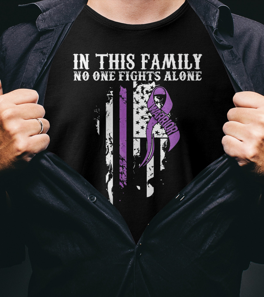 In This Family No One Fights Alone Warrior Epilepsy Awareness T-Shirt