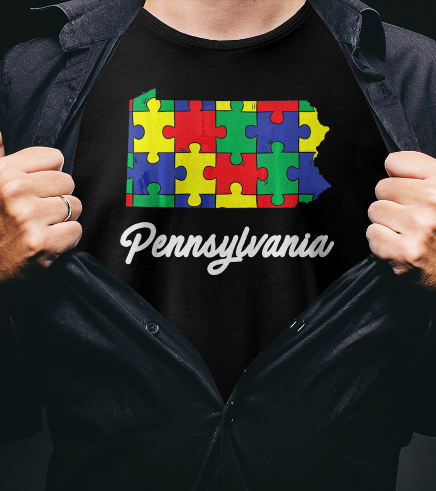 Pennsylvania Autism Puzzle Map Awareness T-Shirt