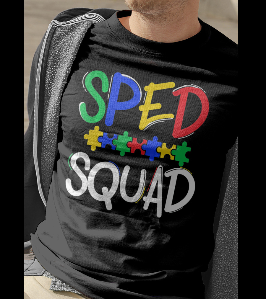 SPED Squad Autism Awareness Puzzle Piece Colors T-Shirt