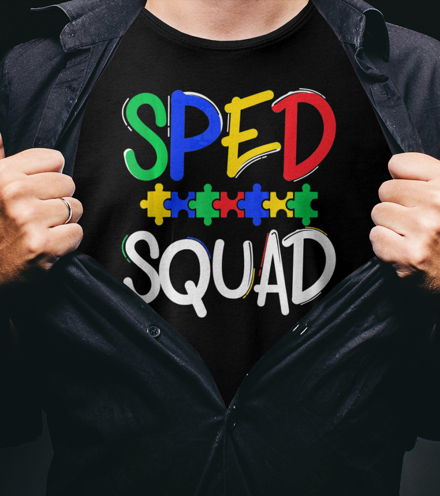 SPED Squad Autism Awareness Puzzle Piece Colors T-Shirt