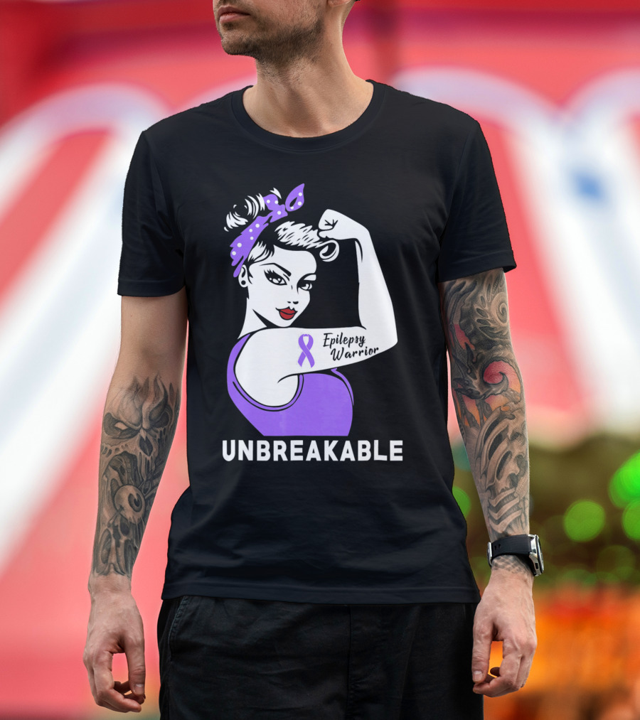 Epilepsy Warrior Unbreakable With Purple T-Shirt