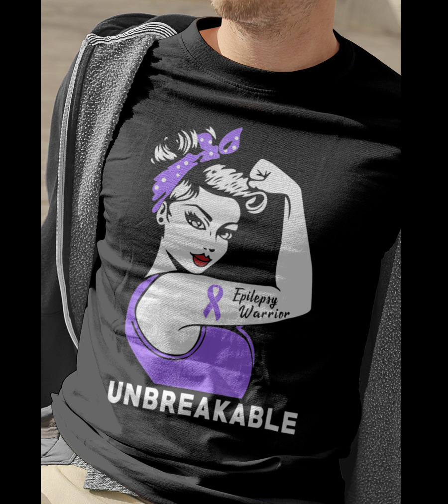 Epilepsy Warrior Unbreakable With Purple T-Shirt