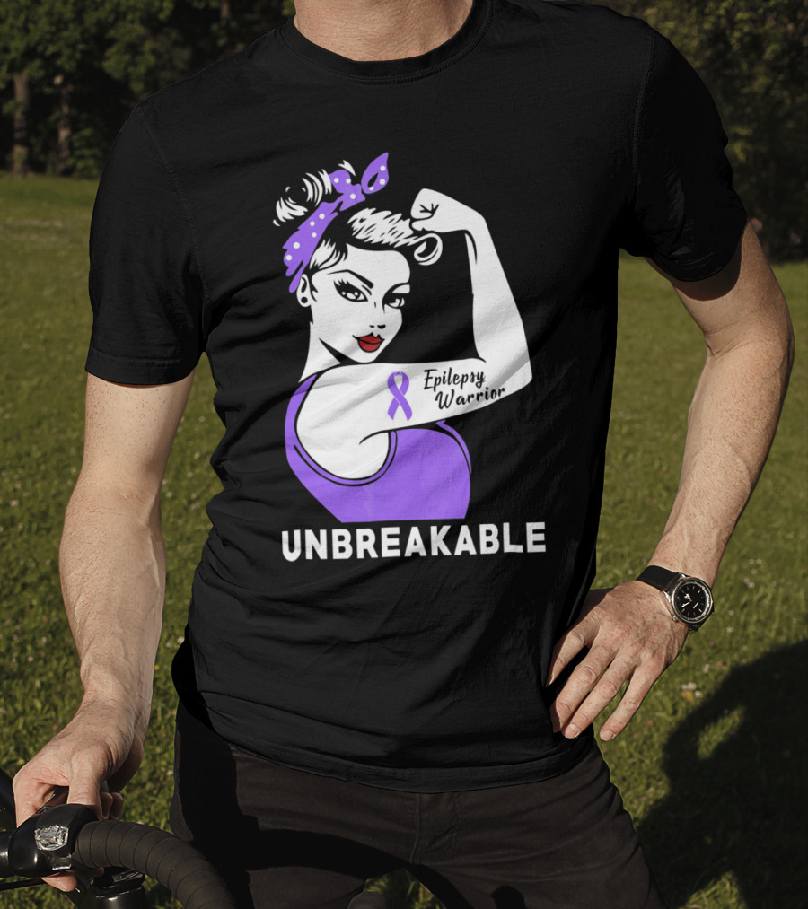Epilepsy Warrior Unbreakable With Purple T-Shirt