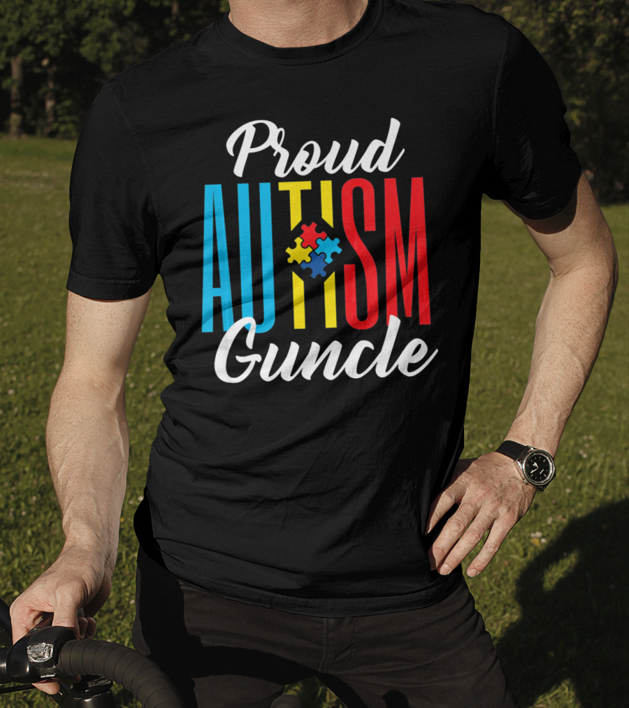 Proud Autism Guncle Puzzle Piece Awareness Support T-Shirt