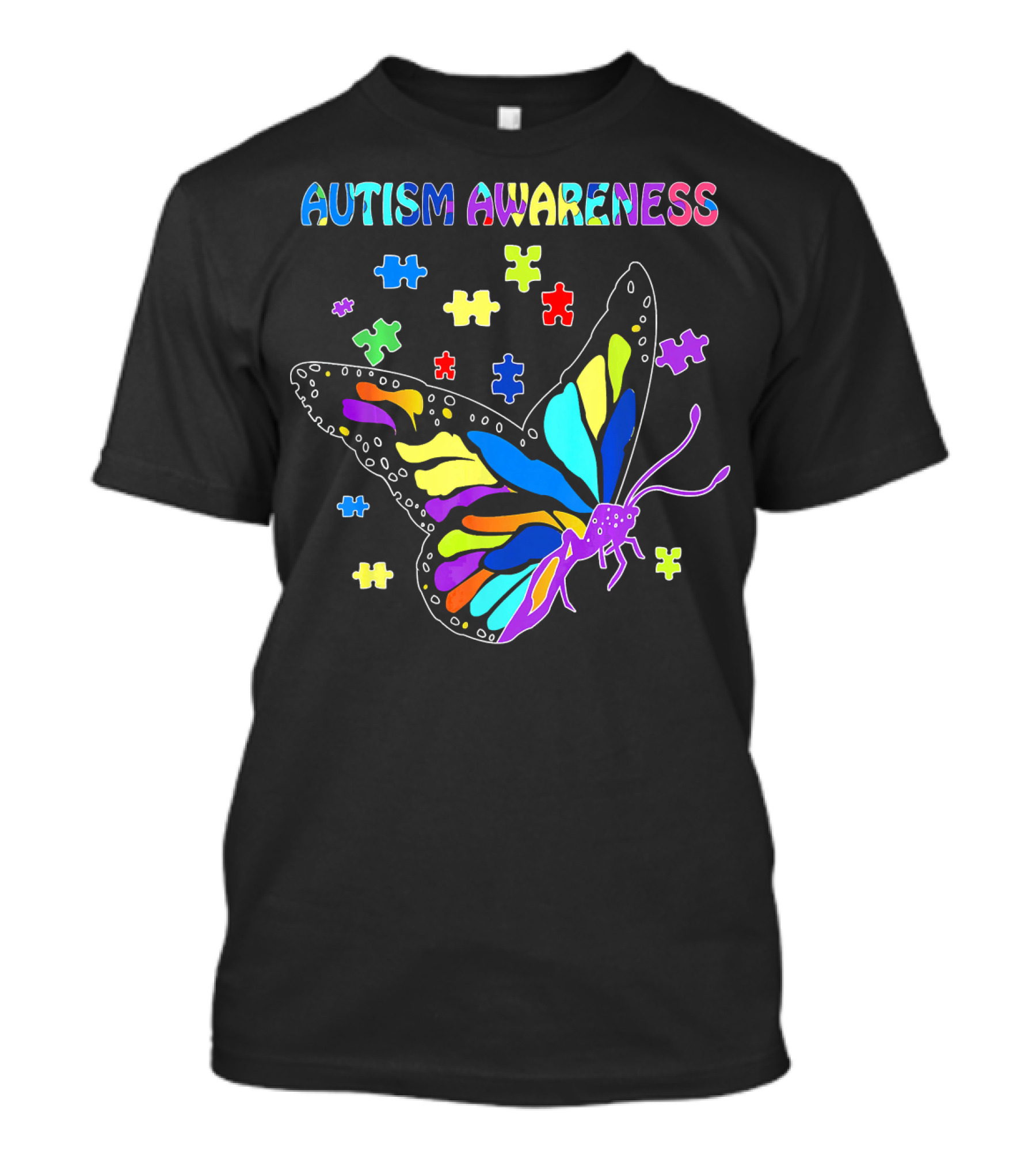 Autism Awareness Colorful Butterfly Puzzle Pieces T-Shirt