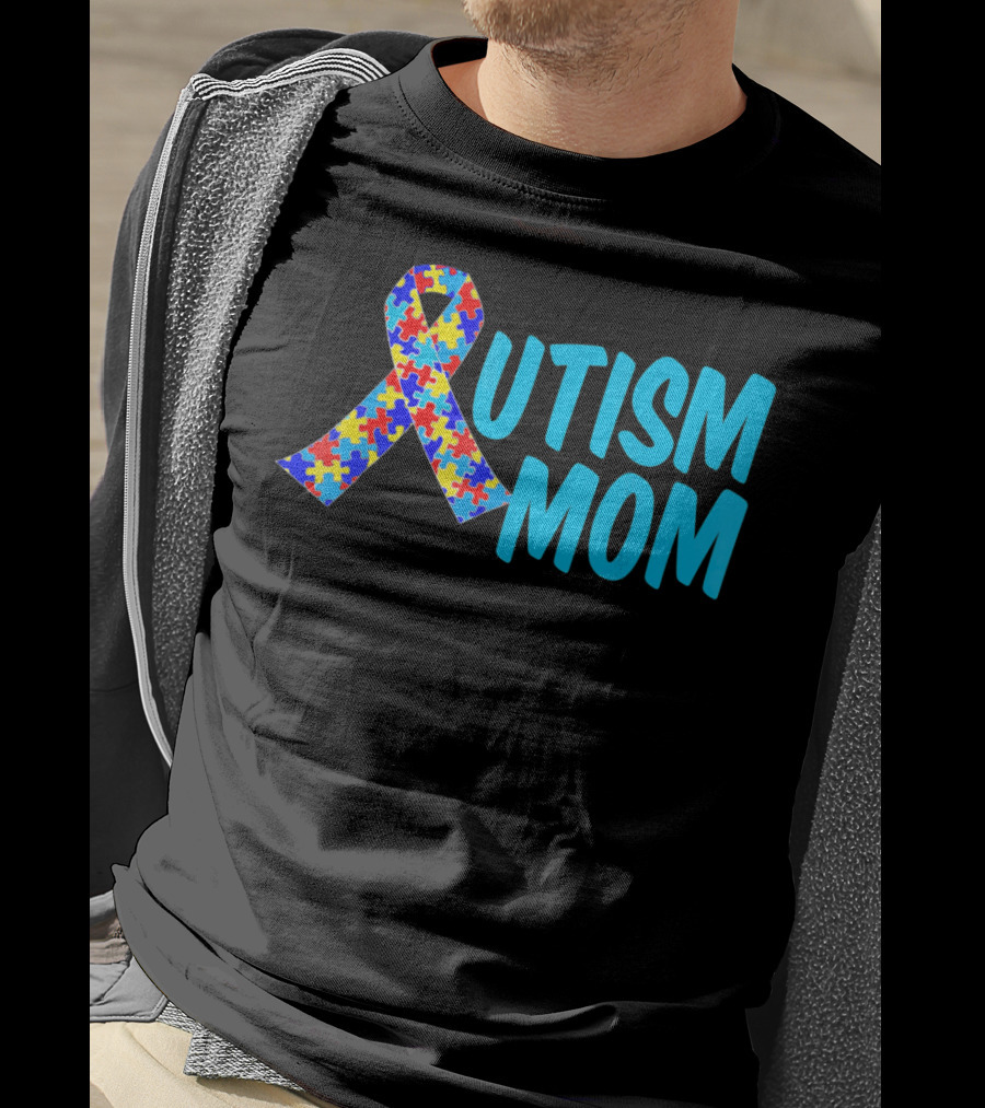 Autism Mom Puzzle Ribbon Awareness T-Shirt