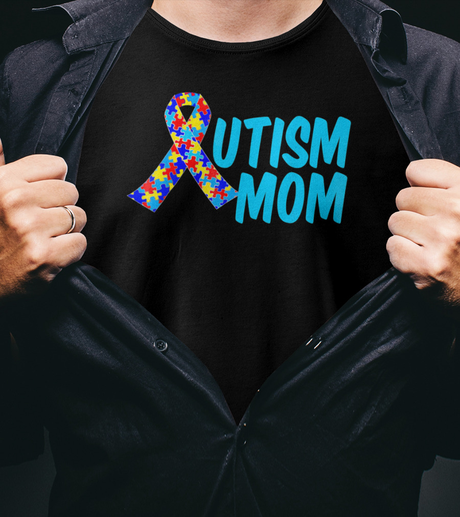 Autism Mom Puzzle Ribbon Awareness T-Shirt