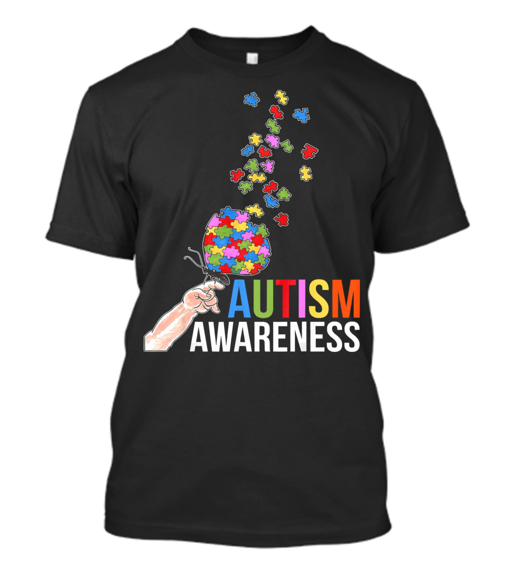 Autism Awareness Butterfly Puzzle Pieces Balloon T-Shirt