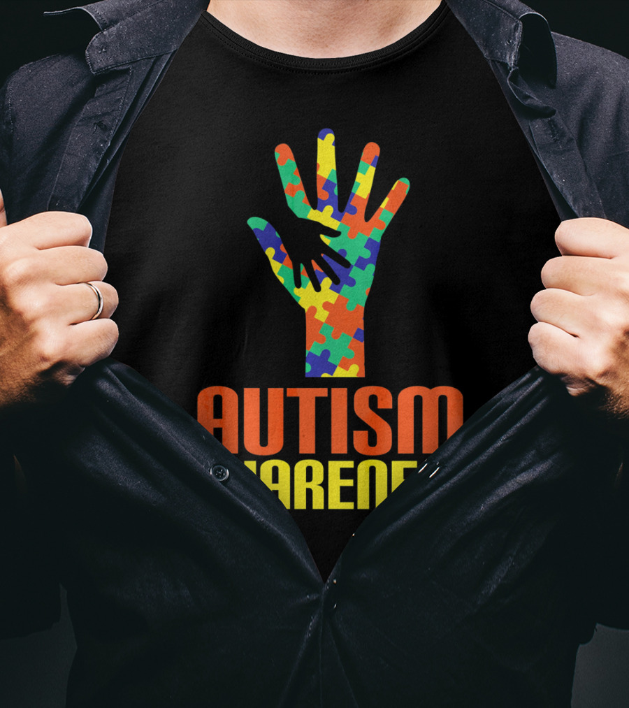 AUTISM AWARENESS Support Autism Speaks Puzzle Piece Hand T-Shirt