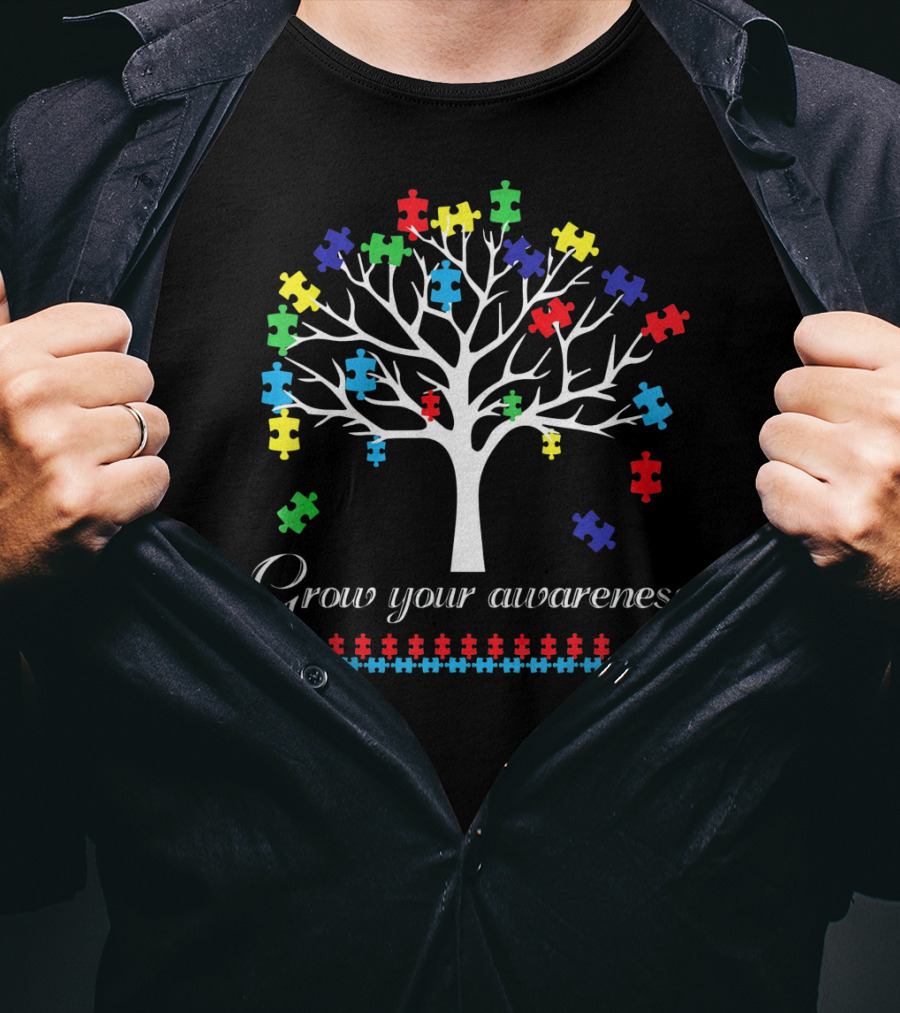 Grow Your Awareness Autism Puzzle Piece Tree T-Shirt