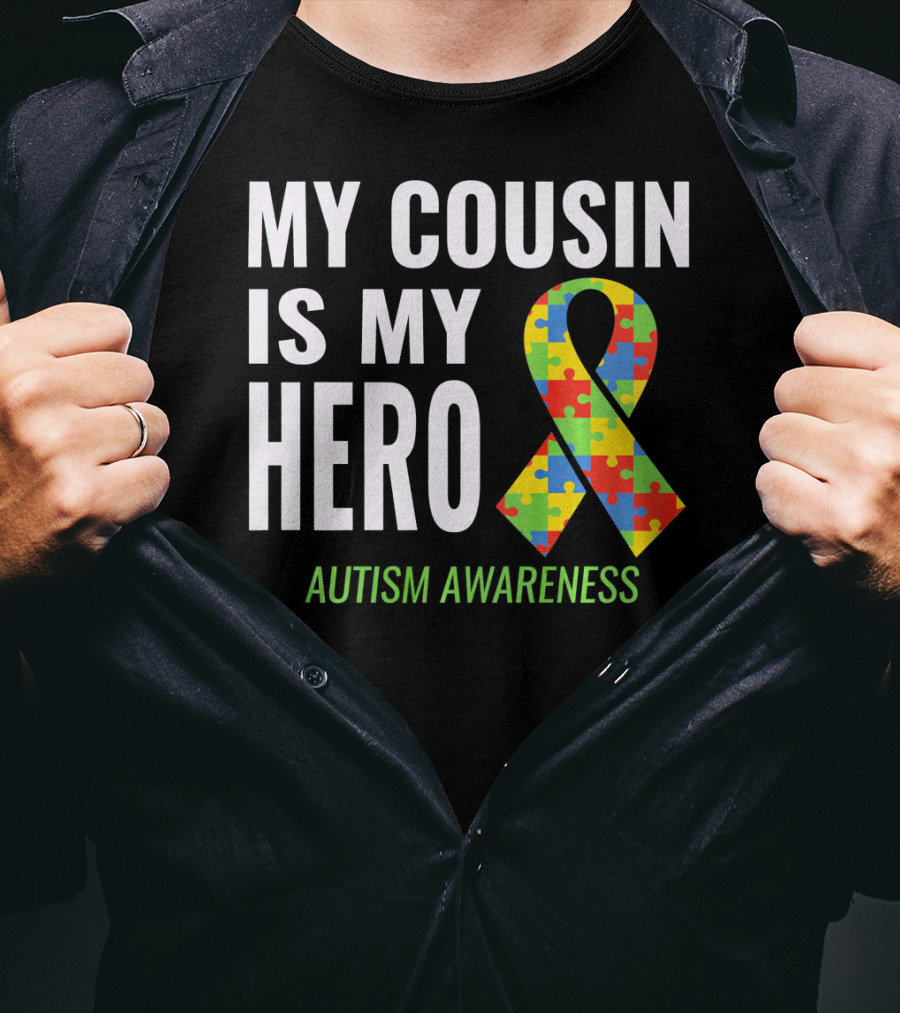 My Cousin Is My Hero Autism Awareness Puzzle T-Shirt