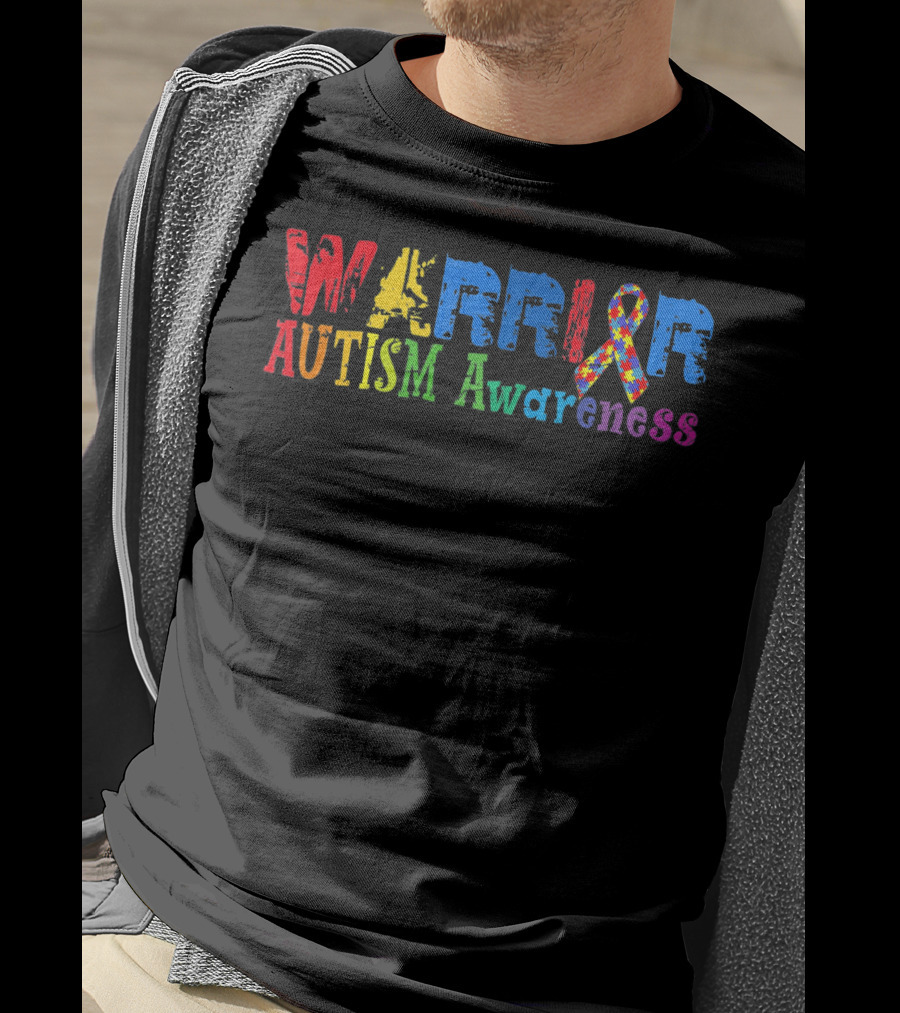 Warrior Autism Awareness Colorful Puzzle T-Shirt
