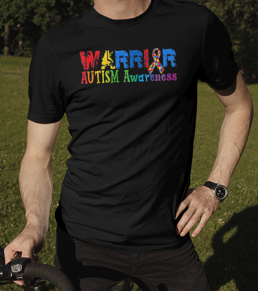 Warrior Autism Awareness Colorful Puzzle T-Shirt