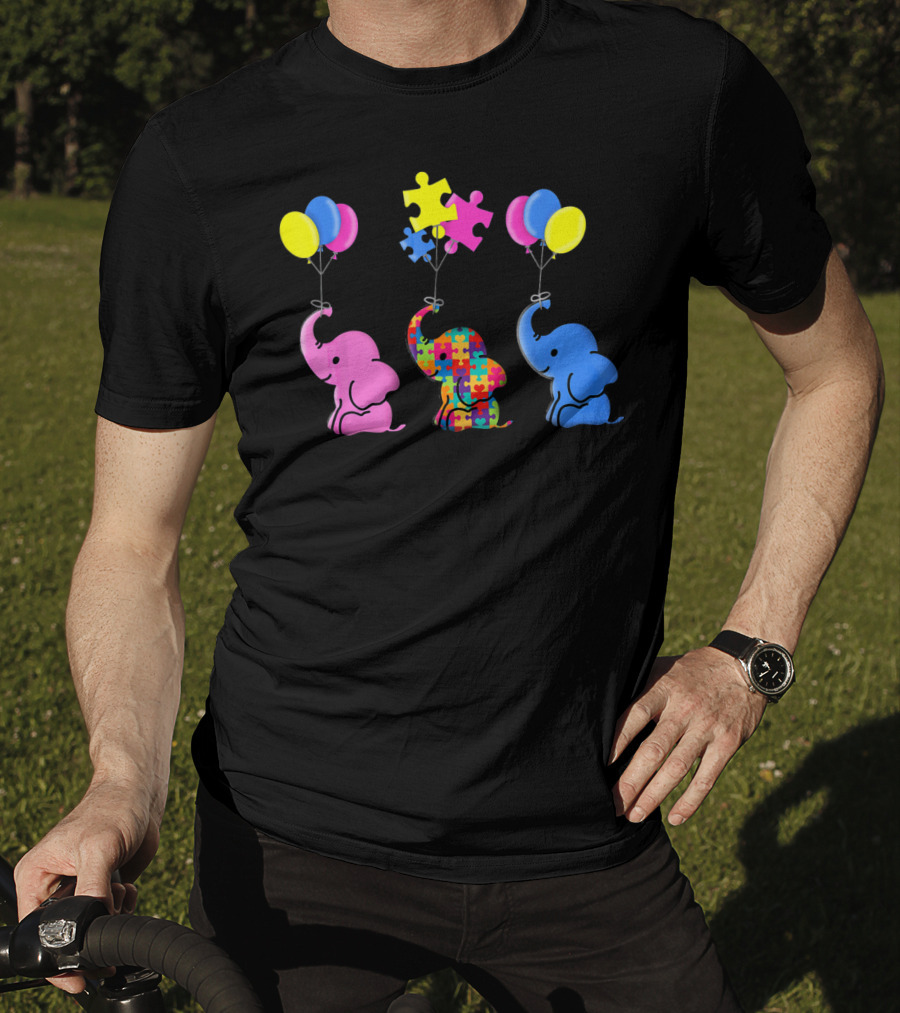 Autism Elephant Awareness Balloons Puzzles T-Shirt