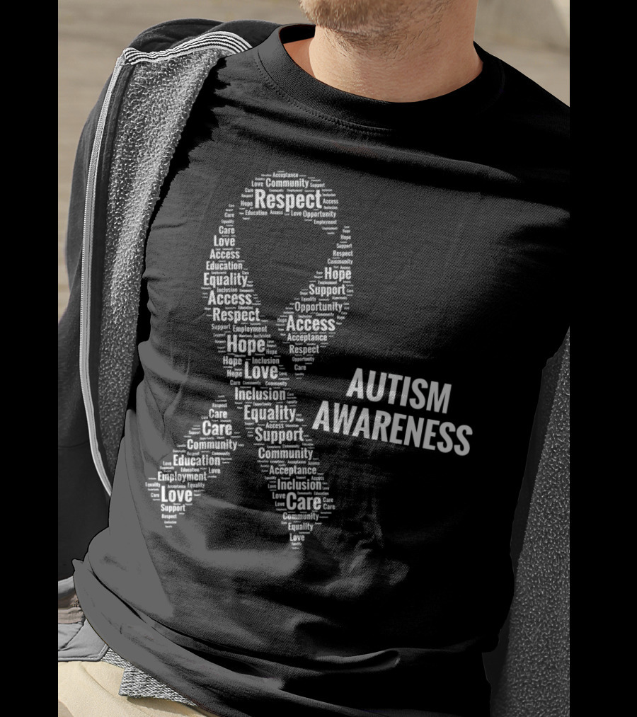 Autism Awareness Respect Access Care Support Ribbon Inclusion Equality Community T-Shirt