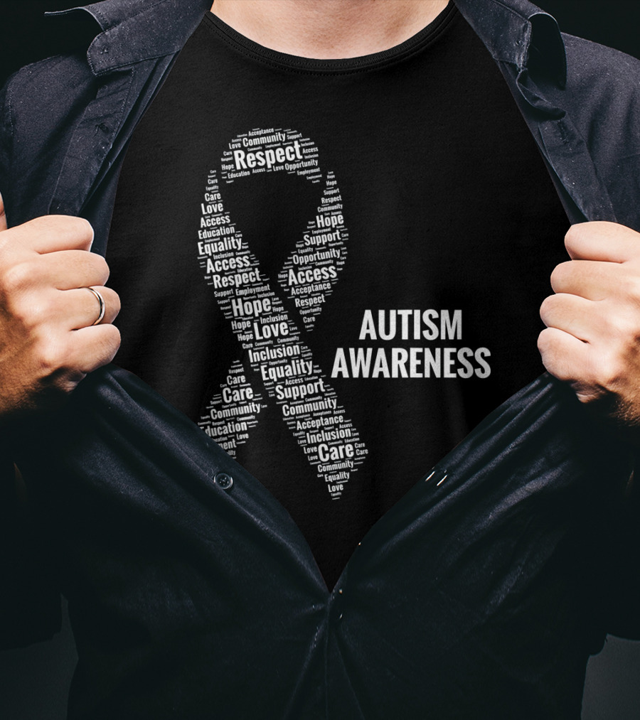 Autism Awareness Respect Access Care Support Ribbon Inclusion Equality Community T-Shirt