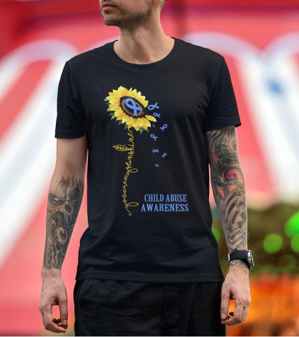 Premium T-Shirt: youaremysunshine Child Abuse Awareness Sunflower Blue T-Shirt youaremysunshine Child Abuse Awareness Sunflower Blue T-Shirt