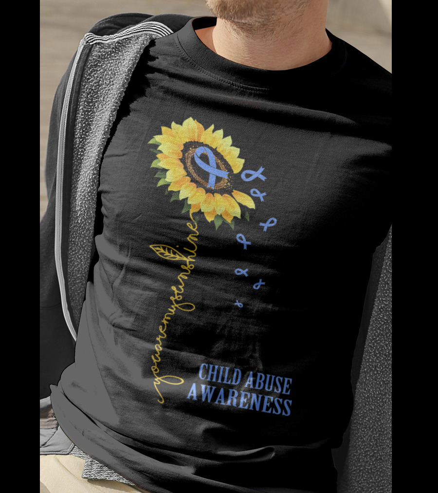 Youaremysunshine Child Abuse Awareness Sunflower Blue T-Shirt