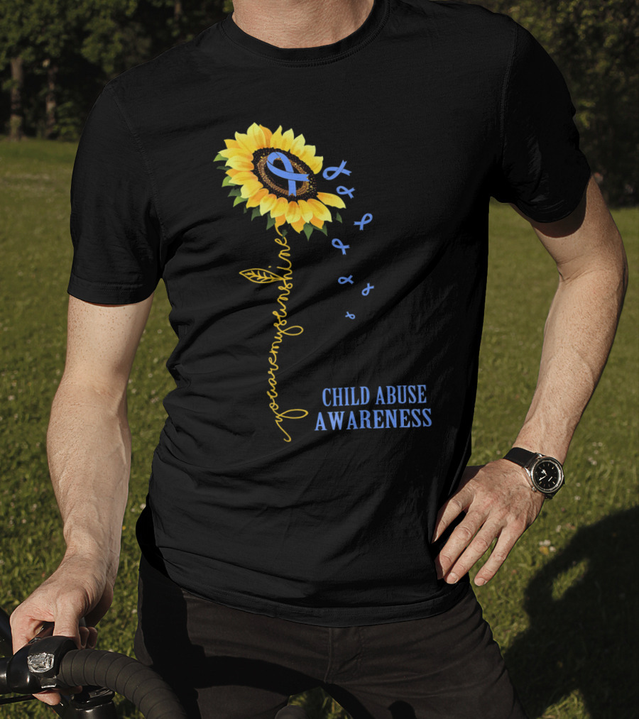 Youaremysunshine Child Abuse Awareness Sunflower Blue T-Shirt