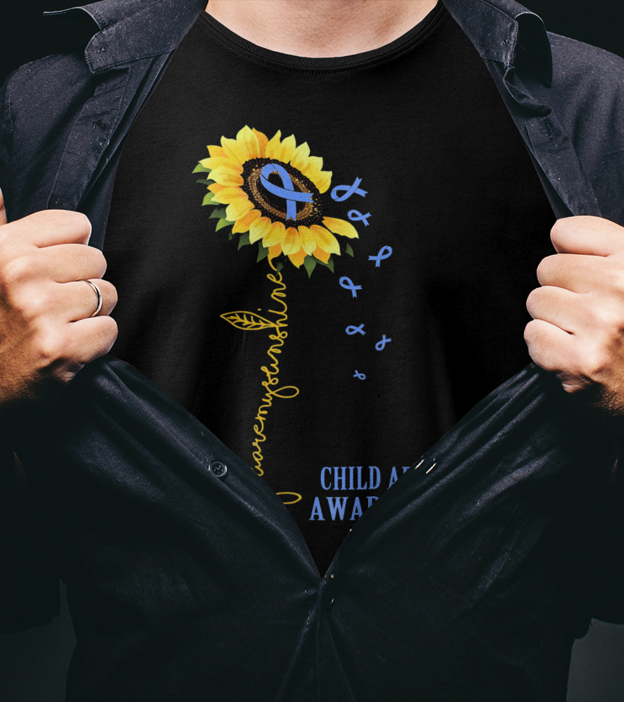 Youaremysunshine Child Abuse Awareness Sunflower Blue T-Shirt