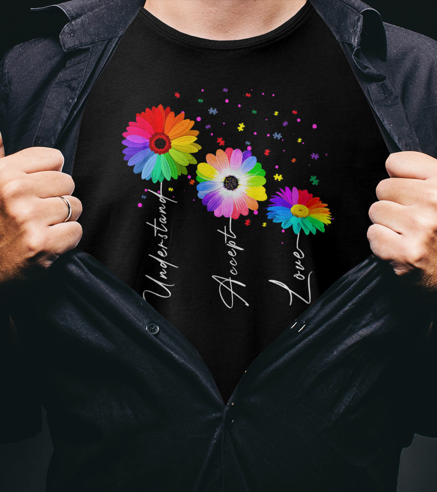 Autism Awareness Daisy Flower Accept Understand Love T-Shirt