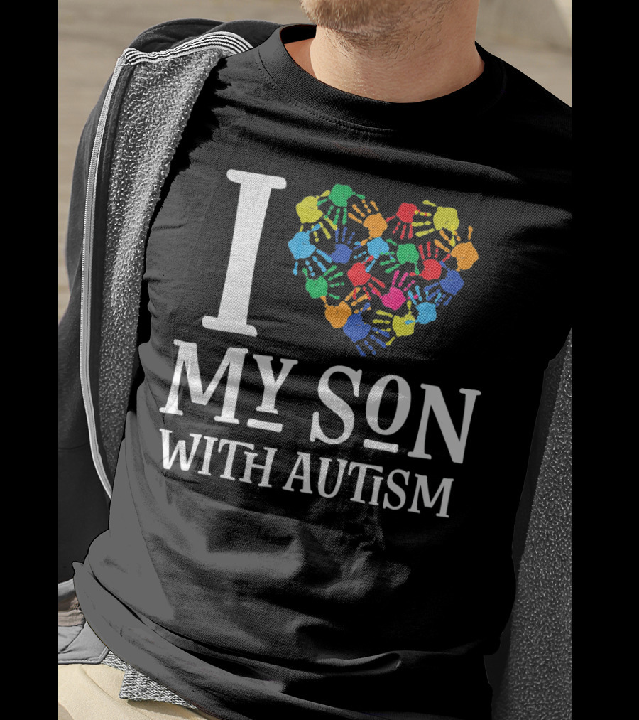 I Love My Son With Autism Spectrum Awareness T-Shirt