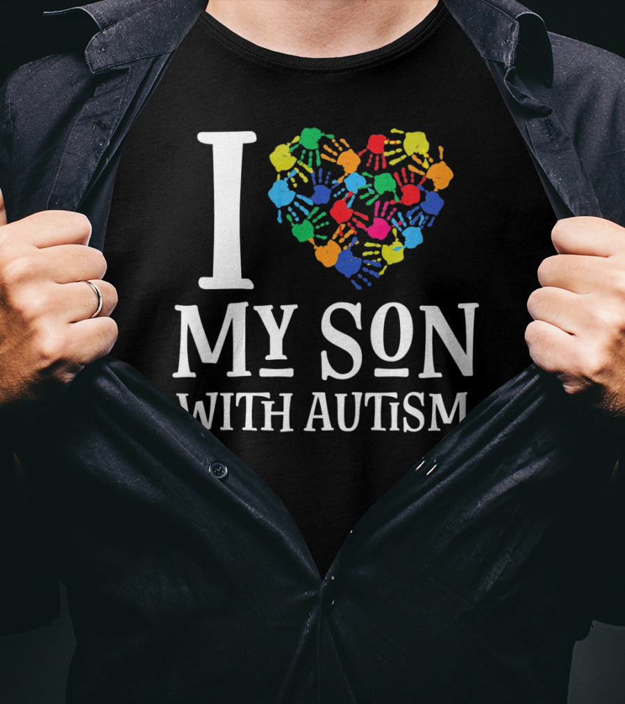 I Love My Son With Autism Spectrum Awareness T-Shirt